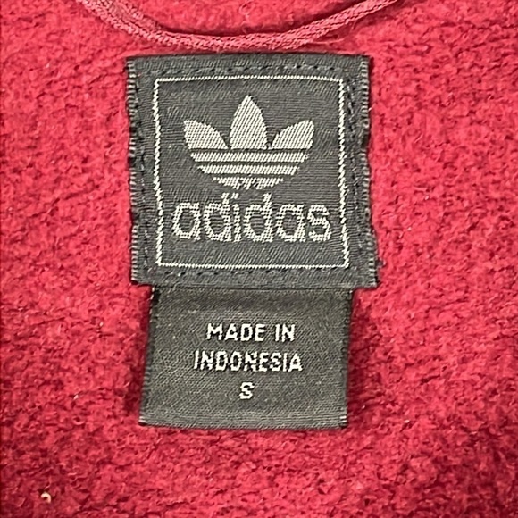 Vintage Adidas Adicolor Hoodie Sweatshirt 3 Stripe Long Sleeves Red Sz S - Picture 8 of 10
